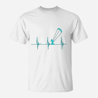 Kitesurfing Kitesurfer Heartbeat Ekg Pulse Kiteboard T-Shirt | Seseable CA