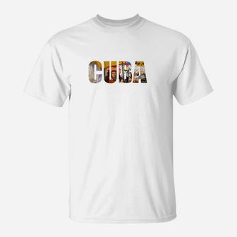 Klassisches Weißes T-Shirt - 'CUBA' im Vintage-Reise-Design - Seseable