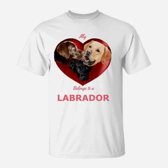 Labrador Dog Shows Yellow Lab Choc Lab Black Lab Heart T-Shirt - Seseable