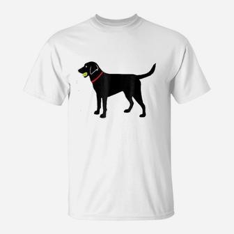 Labrador Retriever Fetch Black Lab Play Ball T-Shirt - Seseable