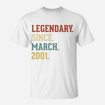 Legendary Since March 2001 Vintage 21 Birthday Gift T-Shirt - Seseable