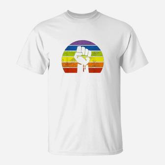 Lgbt Pride Flag Fist Retro Blm Vintage Black Lives Matter T-Shirt - Seseable