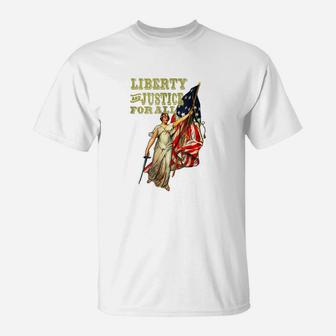 Liberty And Justice For All Us Flag T-Shirt - Seseable