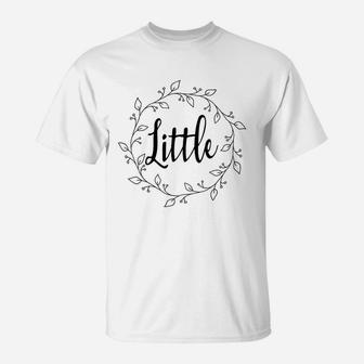 Little Sister Sorority Matching Floral Wreath T-Shirt - Seseable