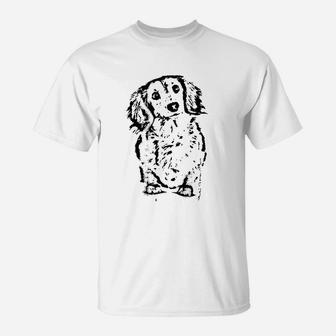 Long Hair Dachshund Lover Gift Doxie Mom Dad Cute Dog T-Shirt - Seseable