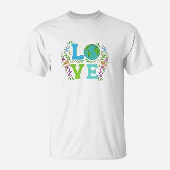 Love Earth Save The Planet Vintage Floral Earth Day Clothes T-Shirt - Seseable