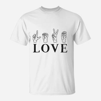 Love Sign Language Cute Asl Valentine's Day T-Shirt - Seseable