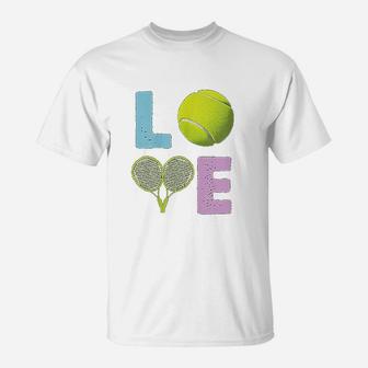 Love Tennis Funny Tennis Cute Girl Player Or Coach T-Shirt - Seseable