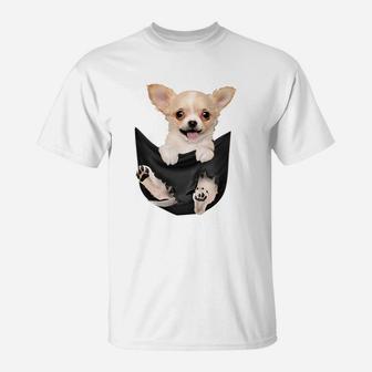 Lustiges Chihuahua Taschen-Design T-Shirt, Hunde-Motiv Oberteil - Seseable