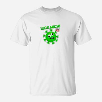 Lustiges Comic Virus T-Shirt Leck mich, Unisex Weiß - Seseable
