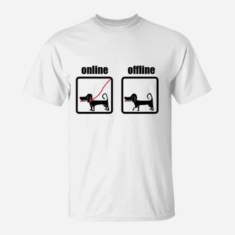 Lustiges Dackel-Hund T-Shirt, Online/Offline Motiv für Internetfans - Seseable
