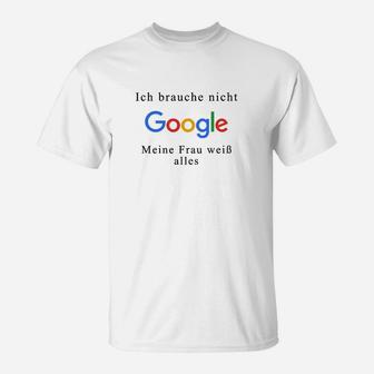 Lustiges Herren T-Shirt Google Nicht Nötig, Frau Weiß Alles - Seseable