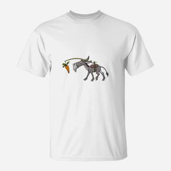 Lustiges Roboter-Einhorn T-Shirt mit Karottenrakete - Weiß, Einzigartiges Design - Seseable