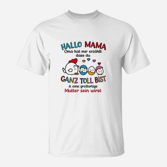 Lustiges Schwangerschafts-T-Shirt Hallo Mama für werdende Mütter - Seseable