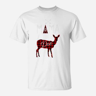 Mama Doe Deer Buffalo Plaid Family Christmas Camping T-Shirt - Seseable