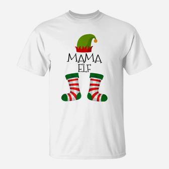Mama Elf Family Santa Christmas Pajama Costume T-Shirt - Seseable