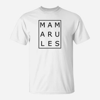 MAMARULES Weißes T-Shirt, Schwarz Schriftzug Tee für Mütter - Seseable