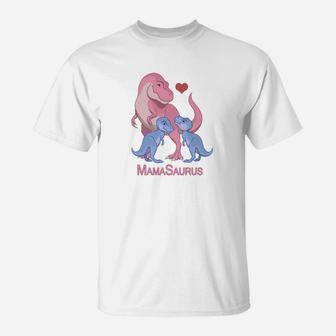 Mamasaurus Trex Mommy Twin Baby Boys Dinosaur T-Shirt - Seseable