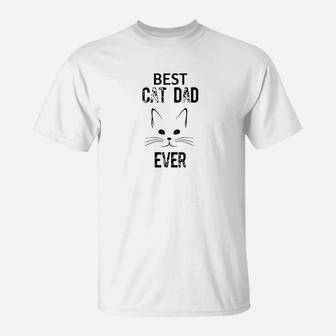 Mens Awesome Best Cat Dad Ever Mens Cat Face T-Shirt - Seseable