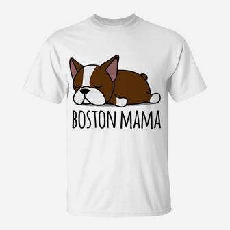 Mens Cute Red Boston Terrier Boston Mama Gift T-Shirt - Seseable