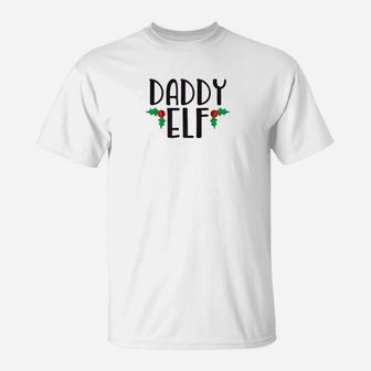 Mens Daddy Elf Shirt Cute Funny Family Christmas Elf T-Shirt - Seseable