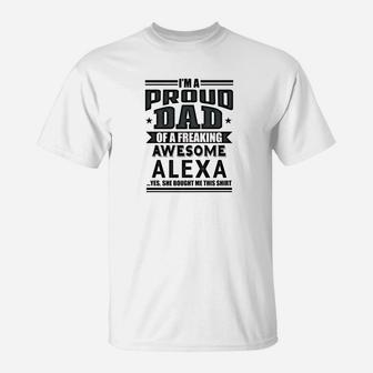 Mens Family Fathers Day Dad Daughter Alexa Name Men T-Shirt - Seseable