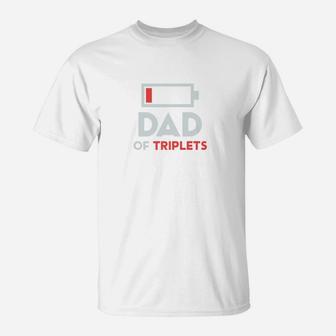 Mens Funny Dad Of Triplets Fathers Day Gifts Daughter Son T-Shirt - Seseable