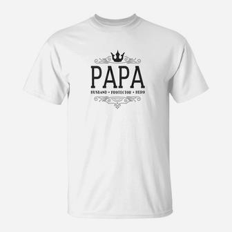 Mens Grandpa Gift Papa Husband Protector Hero Men T-Shirt - Seseable
