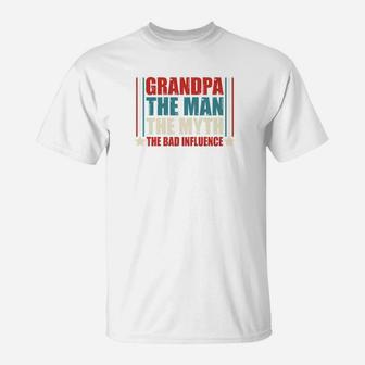 Mens Grandpa Man Myth Bad Influence Funny Fathers Day Gift Premium T-Shirt - Seseable