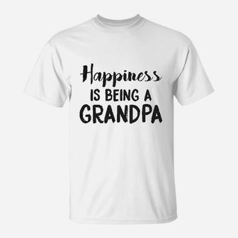 Mens Happiness Is Being A Grandpa Funny Papa Family Graphic Fathers Day T-Shirt - Seseable
