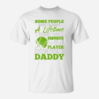 Mens My Favorite Softball Player Calls Me Daddy Fathers Day Gift Hobby T-Shirt - Seseable