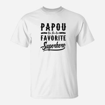Mens Papou Superhero Fathers Day Gifts Dad Grandpa Men T-Shirt - Seseable