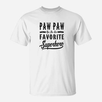Mens Paw Paw Superhero Fathers Day Gifts Dad Grandpa Men T-Shirt - Seseable