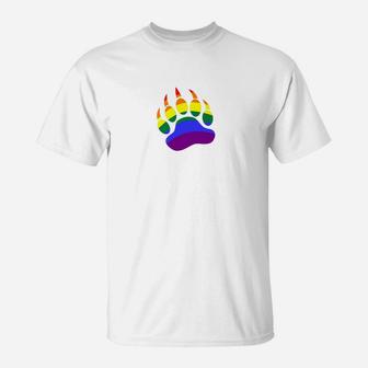Mens Rainbow Daddy Bear Cub Paw Print Lgbt Pride T-Shirt - Seseable