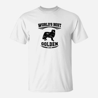 Mens Worlds Best Golden Retriever Dog Dad For Men T-Shirt - Seseable