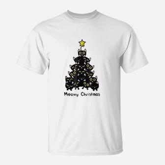 Meowy Cat Christmas Tree T-Shirt - Seseable