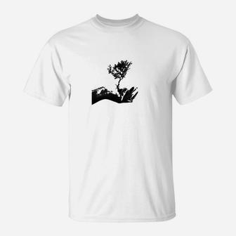 Minimalistisches Baum-Design Unisex T-Shirt in Weiß, Öko-Mode - Seseable