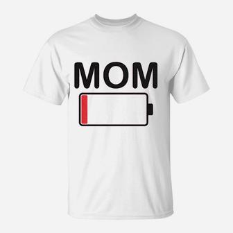 Mom Battery Low Funny Sarcastic Graphic Tired Parenting Mother T-Shirt - Seseable