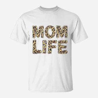 Mom Life Leopard Print Mom Pride Quote T-Shirt - Seseable
