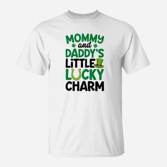 Mommy And Daddys Little Lucky Charm St Patricks Day T-Shirt - Seseable