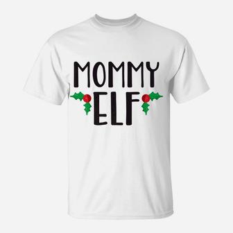 Mommy Elf Cute Funny Family Christmas Elf T-Shirt - Seseable
