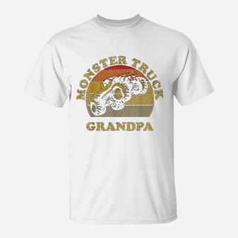 Monster Truck Grandpa For Grandfather Retro Vintage T-Shirt - Seseable