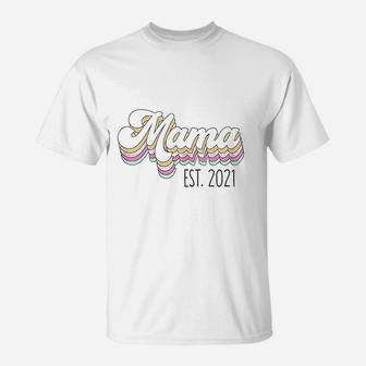 Mothers Day Baby Shower Gift For New Mom Mama Est 2022 Retro T-Shirt - Seseable