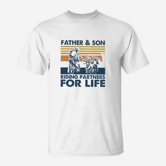 Motorcycle Father And Son Riding Partners For Life T-Shirt - Seseable