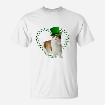 Munchkin Heart Paw Leprechaun Hat Irish St Patricks Day Gift For Cat Lovers T-Shirt - Seseable