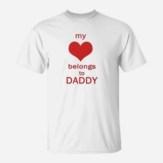My Heart Belongs To Daddy White Puppy Dog T-Shirt - Seseable