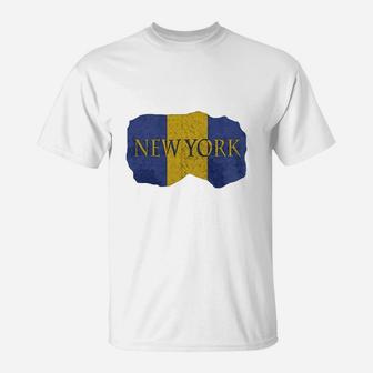 New York Barbados Flag T-Shirt - Seseable