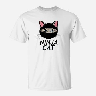 Ninja Cat Night Kitty Shadow Kitten Masked Meow Cat T-Shirt - Seseable