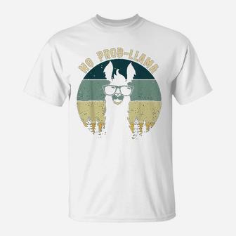 No Probllama Vintage Llama Alpaca T-Shirt - Seseable