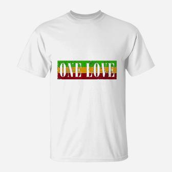 One Love Sign Rasta Jamaica Retro Vintage Gift T-Shirt - Seseable